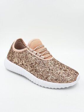 Remy-18 Women's Glitter Light Weight Sneakers in Rose Gold by Forever Link